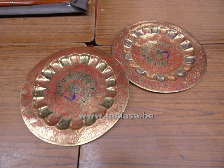 Wanddecoratie "koper - pauwen"