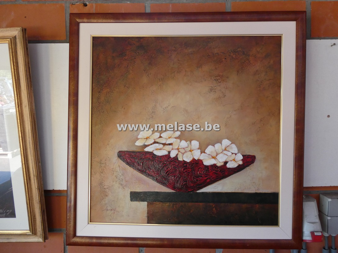 Schilderij in kader "schaal met bloemen"