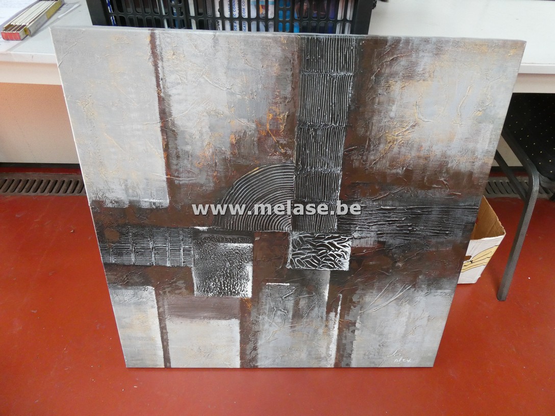Abstracte canvas "grijs/wit/bruine tinten"