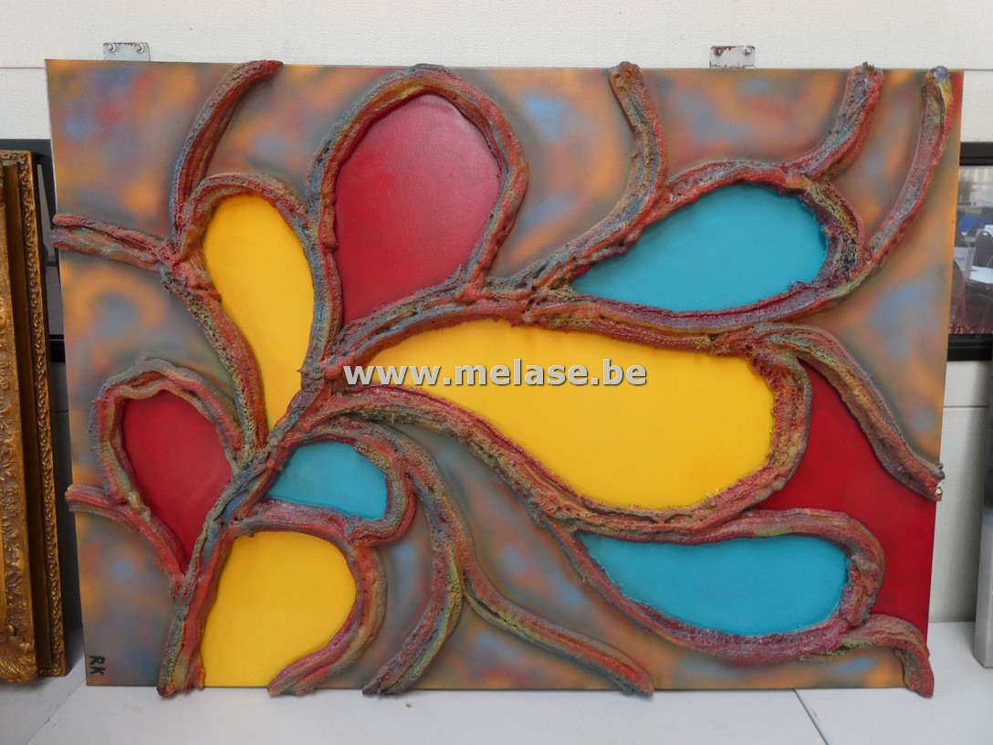 Abstracte canvas met reliëf  "veelkleurig"