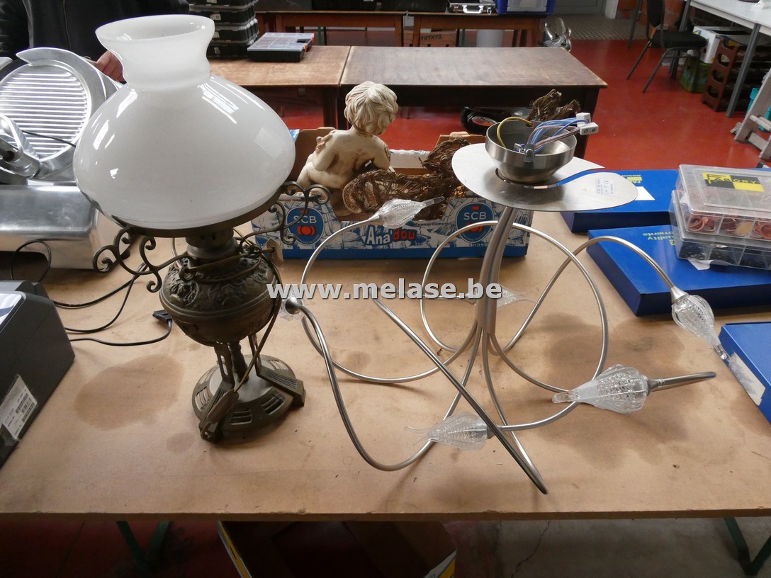 Tafellamp "koper" + luster "Kristal"