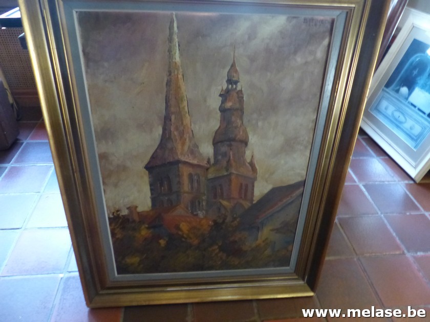 Schilderij in kader "kerktoren"