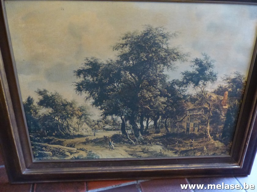 Schilderij in kader "huisjes in bos"