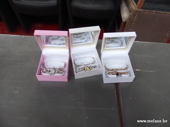 Set "horloge + armband - wit/goud/rood"