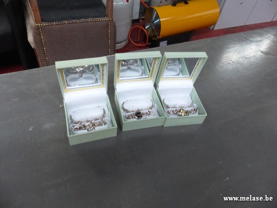 Set "horloge + armband - wit/goud/blauw"