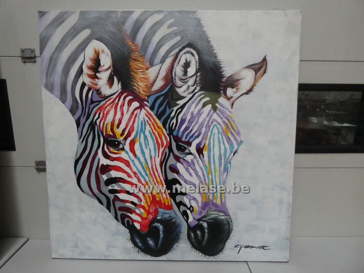 Canvas "gekleurde zebras"