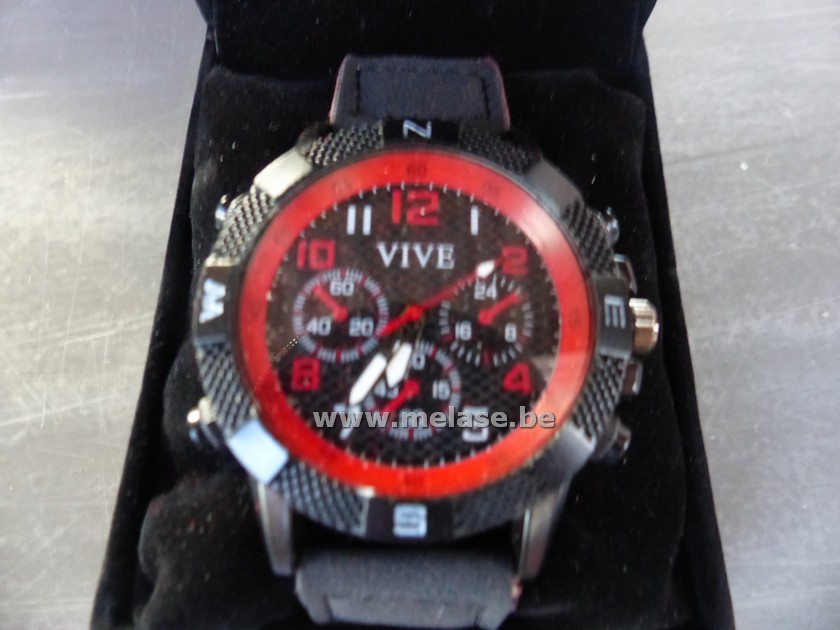 Herenhorloge "zwart/rood"