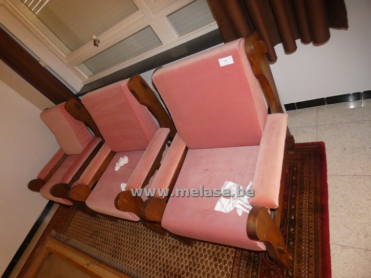 Fauteuils "roze stoffen zit en rug"