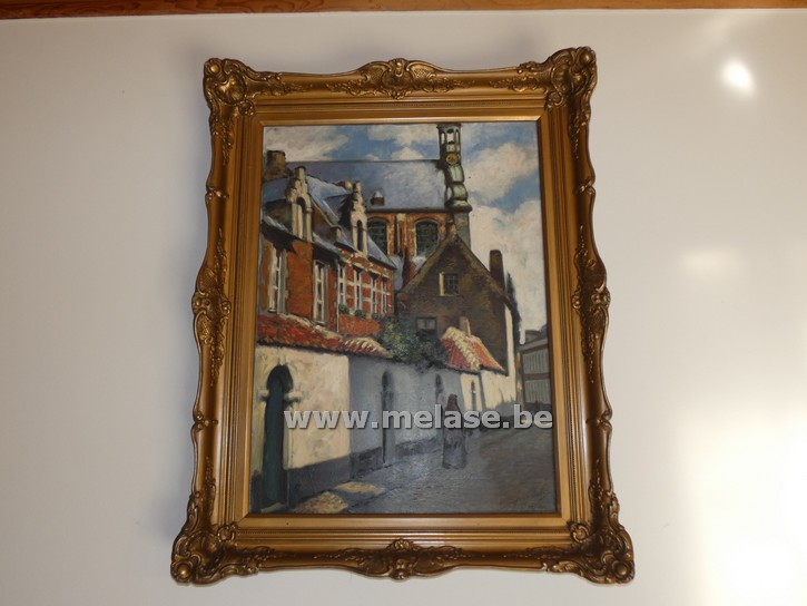 Schilderij in kader "begijnhofzicht"