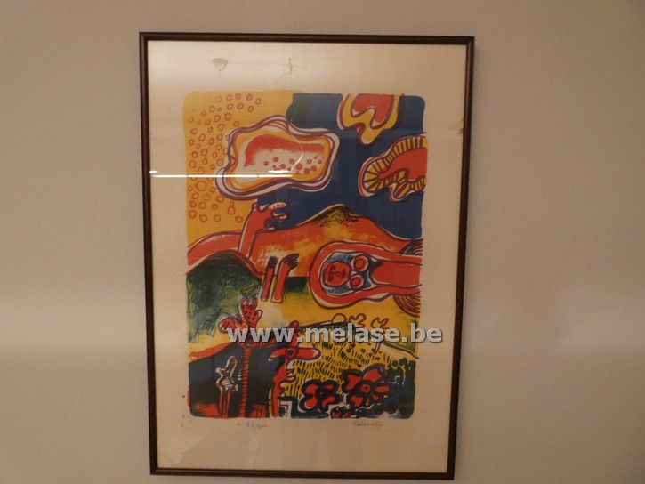 Vintage abstracte genummerde litho